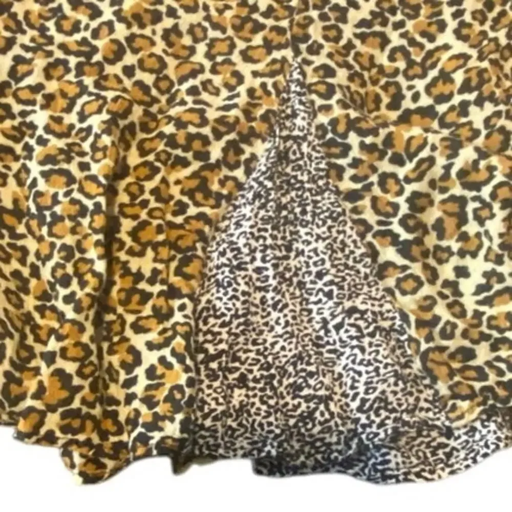 Apostrophe XL (18) Leopard Animal Print Flounce Skirt 100% Rayon Boho Y2K Midi